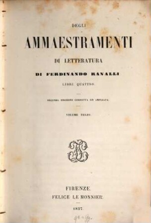 Degli ammaestramenti di letteratura di Ferdinando Ranalli : libri quattro, 3