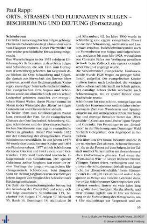 Orts-, Straßen- und Flurnamen in Sulgen – Beschreibung und Deutung (Fortsetzung).