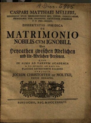 De matrimonio nobilis cum ignobili