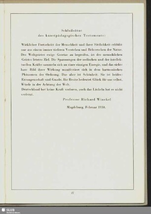 Schlusssätze des kunstpädagogischen Testaments