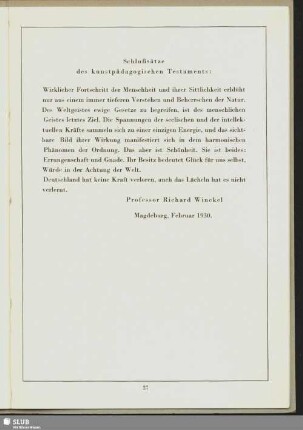 Schlusssätze des kunstpädagogischen Testaments