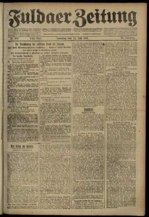 Erste Ausgabe vom Samstag, den 21. Juli 1917.
