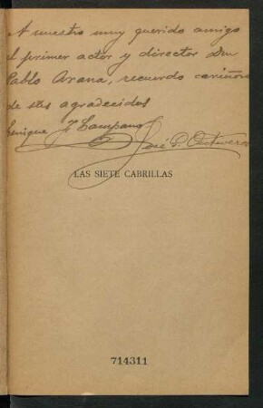 [Dedicatoria del autor a Pablo Arana escrita a manos]