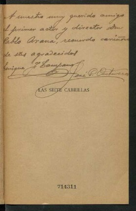 [Dedicatoria del autor a Pablo Arana escrita a manos]