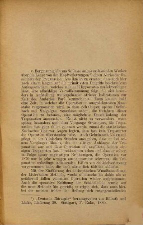 Die antiseptische Wundbehandlung bei operativen Schädeleröffnungen