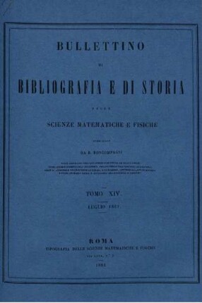 Tomo XIV. Luglio 1881.