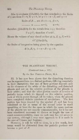 The planetary theory.