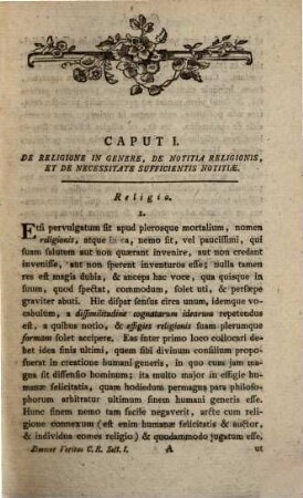 Veritas Christianae Religionis, Seu Theologiae Christianae Dogmaticae Sectio, 1