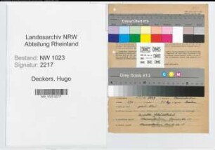 Entnazifizierung Hugo Deckers , geb. 18.10.1897 (Baecker)