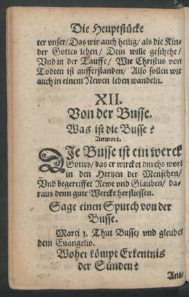 XII. Von der Busse.