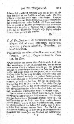 : De barometro itinerario et aliquot altitudinibus barometro exploratis. Diss.