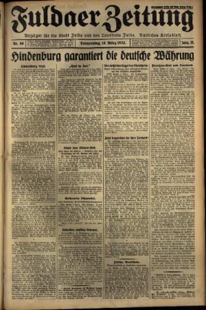 Erste Ausgabe vom Donnerstag, den 10. März 1932.