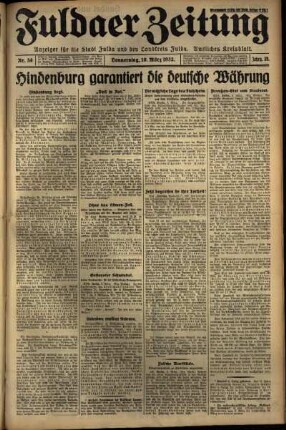 Erste Ausgabe vom Donnerstag, den 10. März 1932.