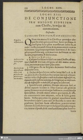 Locus XIII. De Conjunctione Seu Unione Fidelium cum Christo, itemque de communione