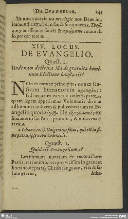 XIV. Locus. De Evangelio