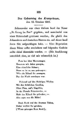 Der Geburtstag des Kronprinzen, den 15. October 1819