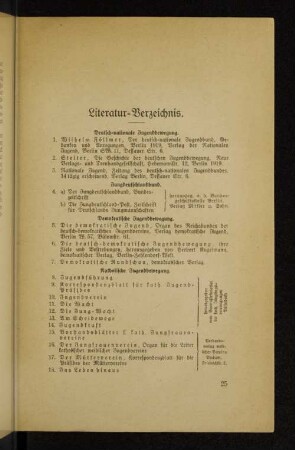Literatur=Verzeichnis.