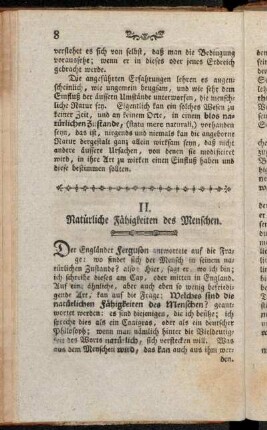 II. Natürliche Fähigkeiten des Menschen.
