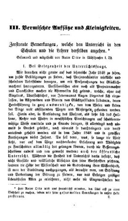 Zerstreute Bemerkungen, welche den Unterricht in den Schulen und die Lehrer derselben angehen : [Fortsetzung folgt]