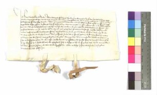Hans Schuhelm von Oberbrüden, Gefängnis in Öhringen; Siegel: Dieter von Pfedelbach und Fritz von Neuenstein (abgefallen).