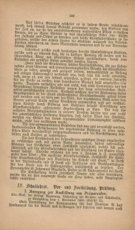 IV. Schullehrer. Vor- und Fortbildung, Prüfung