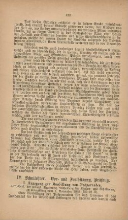 IV. Schullehrer. Vor- und Fortbildung, Prüfung