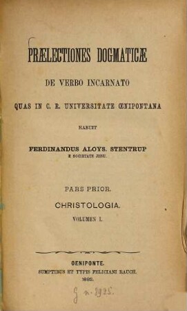 Praelectiones dogmaticae, 1,1