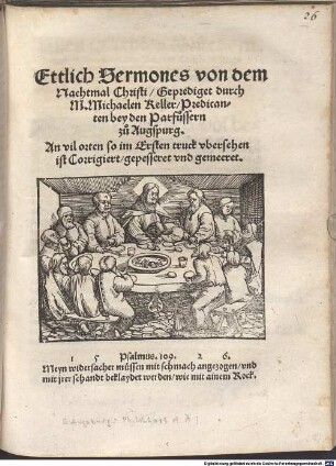 Etlich Sermones von dem Nachtmal Christi
