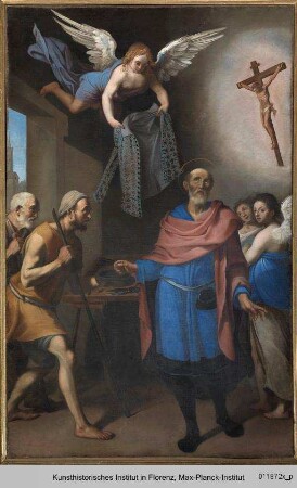 Der Heilige Homobonus von Cremona verteilt Almosen