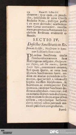 Sectio IV. Defectus Sanctitatis in Reformatis Ecclesiis, Necessarium in Romanam Ecclesiam Reditum evincit.