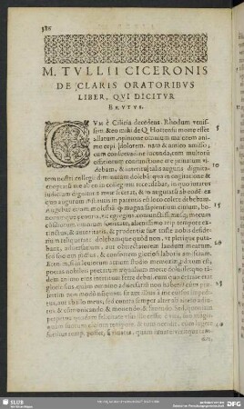 M. Tullii Ciceronis De Claris Oratoribus Liber, Qui Dicitur Brutus