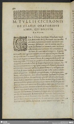 M. Tullii Ciceronis De Claris Oratoribus Liber, Qui Dicitur Brutus