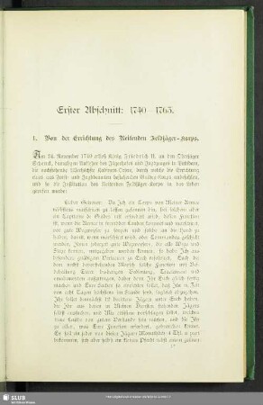 Erster Abschnitt: 1740-1763