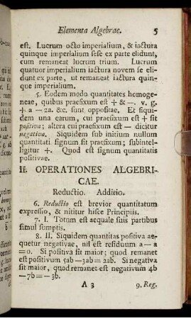 II. Operationes Algebricae.
