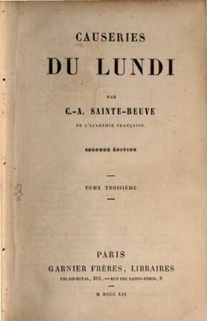 Causeries du lundi, 3