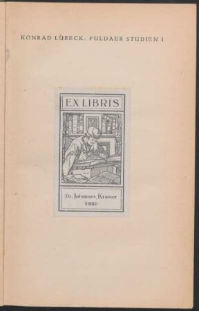 Exlibris Dr. Johannes Kramer