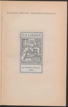 Exlibris Dr. Johannes Kramer