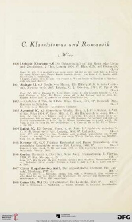 C. Klassizismus und Romantik (Nr. 1090-1150)