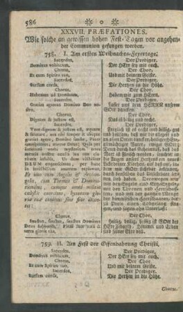 XXXVII. Praefationes. Wie solche an gewissen hohen Fest-Tagen von angehender Communion gesungen werden