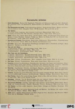 Keramische Arbeiten (Nr. 1-93)