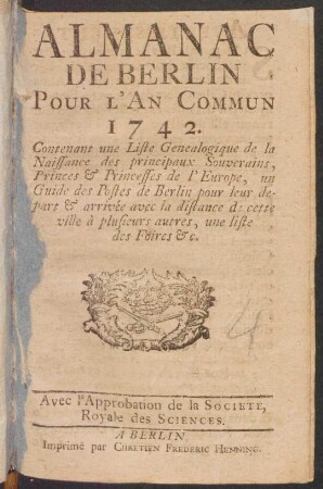1742: Almanac de Berlin