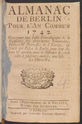 1742: Almanac de Berlin