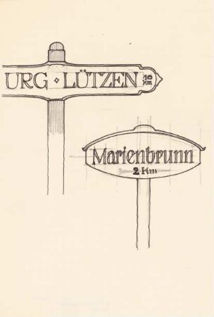 Straßenschild nach Marienbrunn und Lützen: Ansicht