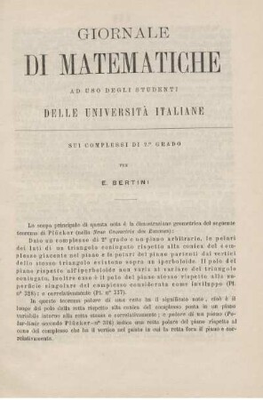 Sui complessi di 2° grado.