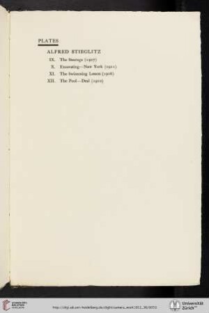 Alfred Stieglitz [list of plates]