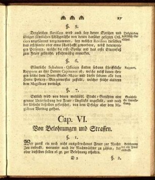 Cap. VI. Von Belohnung und Straffen.