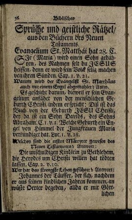Sprüche und geistliche Rätzel, aus den Büchern des Neuen Testaments.