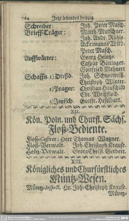 XII. Kön. Poln. und Churfl. Sächs. Floß-Bediente