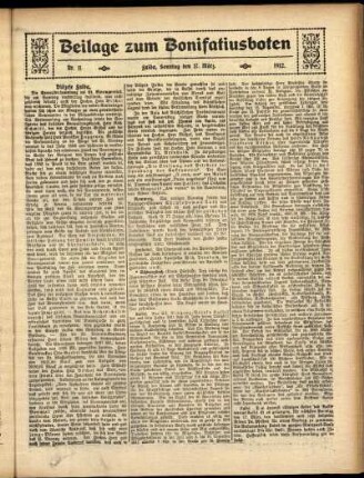 Zweite Ausgabe vom Sonntag, den 17. März 1912.