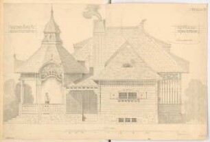 Gartenhaus Monatskonkurrenz Dezember 1899: Aufriss Seitenansicht 1:20; Maßstabsleiste